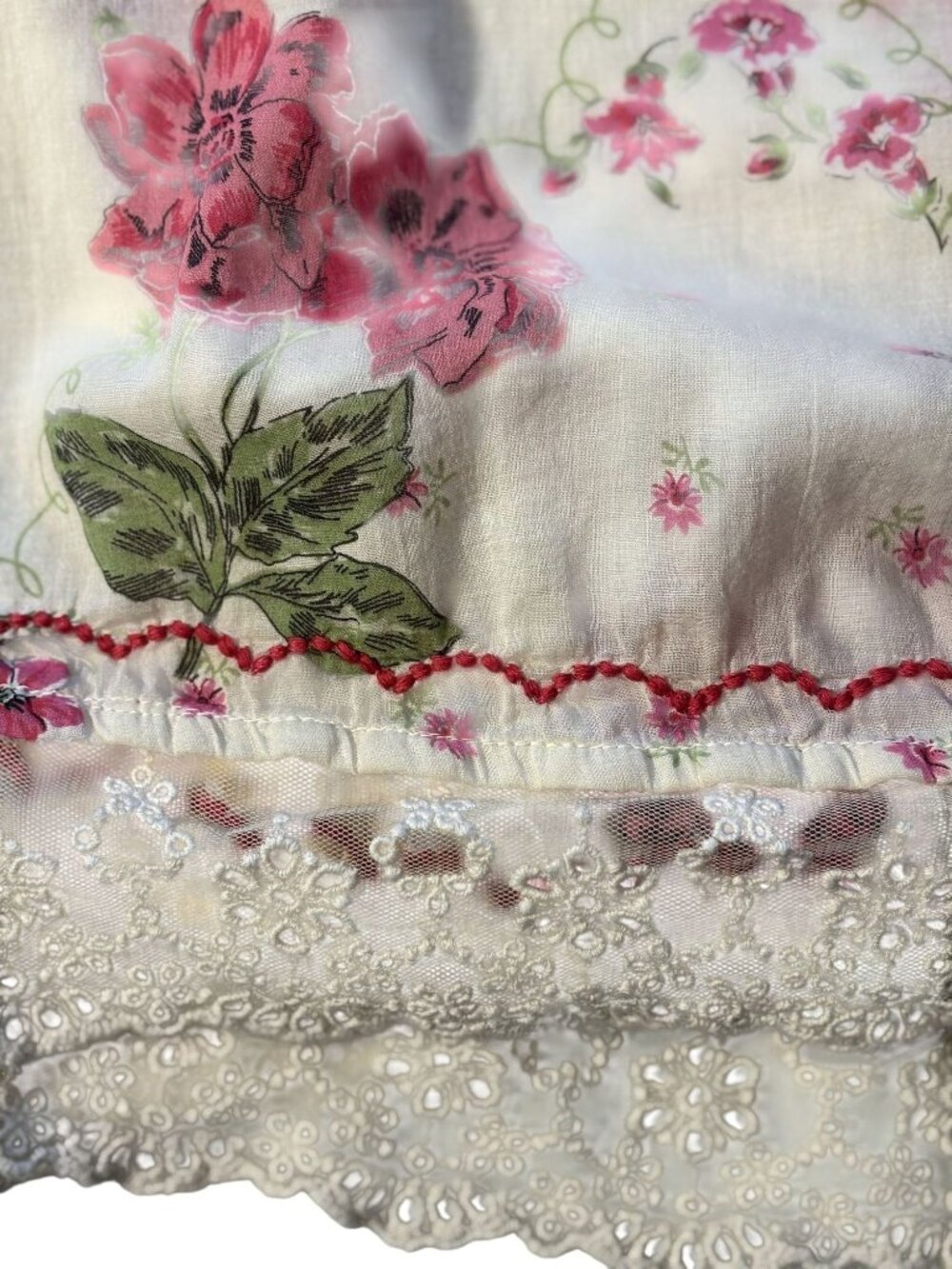 Intimately Free People Vintage Floral Lounge Pants With Lace Hem Elastic Waist - Picture 7 of 16